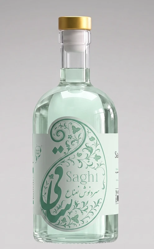 Bottle of Saghi natural Persian mint beverage